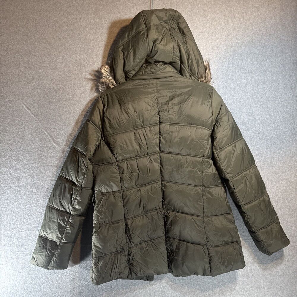 BNCI Women's Faux- Fur Trim Hood Front Zip Brown Puffer Jacket Sz L VTG - Picture 8 of 10
